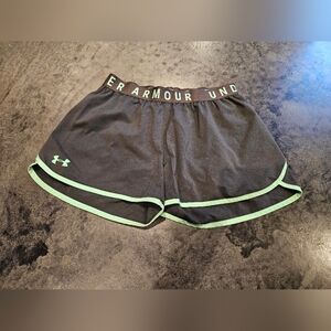 Under Armour Women's Dark Gray Shorts with Green Trim